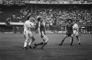 Breitner in action for Bayern during the 1982 European Cup Final against Aston Villa