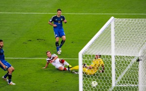 It's there! The ball hits the back of the net as Götze looks on (Danilo Borges/Portal da Copa / CC-BY-3.0)